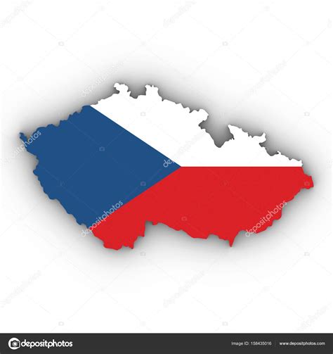 90 x 150 cm materiaal: Tsjechië kaart overzicht met Tsjechische vlag op wit met ...