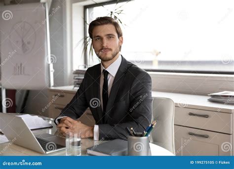 Portrait Of Young Confident Skilled Handsome Male Manager Stock Image