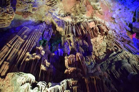 Colourful Cave Rock Formations Guilin China Stock Photo Image Of