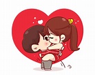 Couple kissing Happy valentine cartoon character illustration 1936488 ...