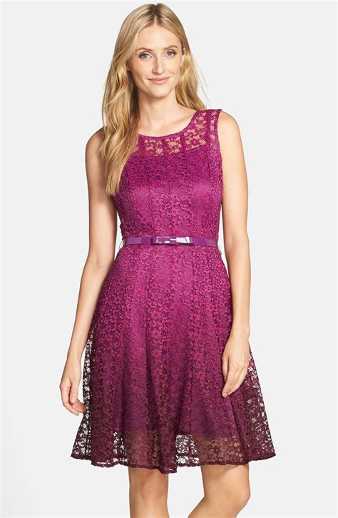 Chetta B Belted Ombré Lace Fit And Flare Dress Nordstrom