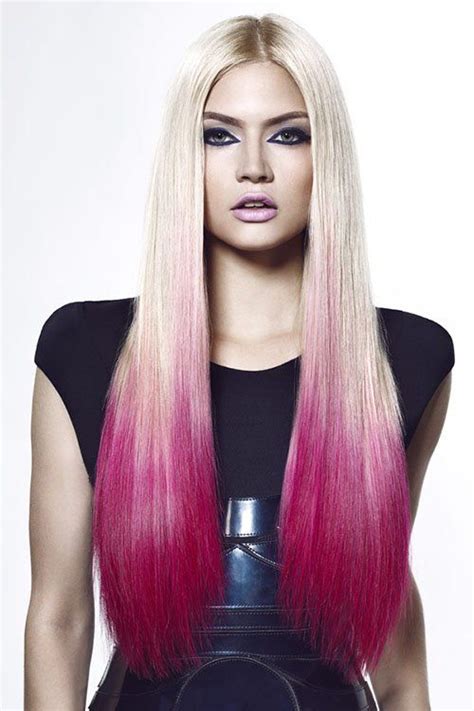 Platinum Blonde Hair Color With Purple Red Dip Dye In 2019 Platinum