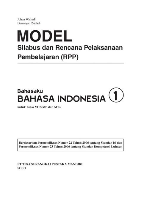 Silabus Rpp Bahasa Indonesia Smp Kelas Vii Materi Kelas 7 Bahasa