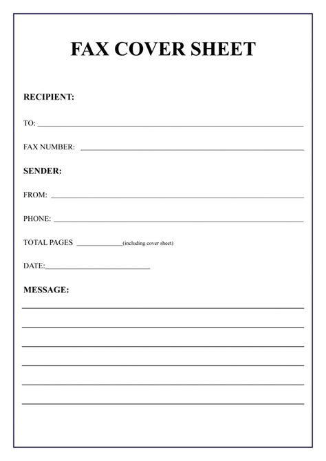 Free Printable Basic Fax Cover Sheet Template In Pdf Fax Cover Sheet