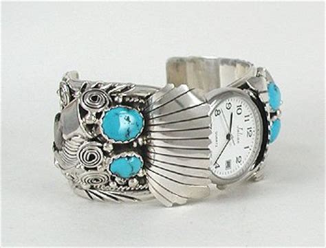 Navajo Bear Claw Watch Sterling Silver Percy Spencer Turquoise Coral