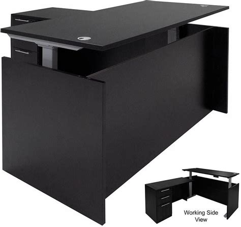 Black Adjustable Height Managers L Shaped Desk
