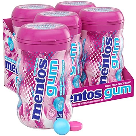 mentos sugar free chewing gum with xylitol bubble fresh cotton candy 45 piece bottle bulk