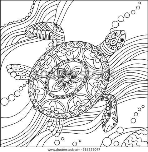 Sea Turtle Doodle Zentangle Hand Drawn Stock Vector Royalty Free