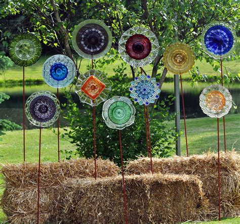 Recycled Glass Flower Sun Catcher Garden Art Garden Decor Made Of