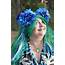 Blue Flower Headband Headdress Floral Crown Rose 
