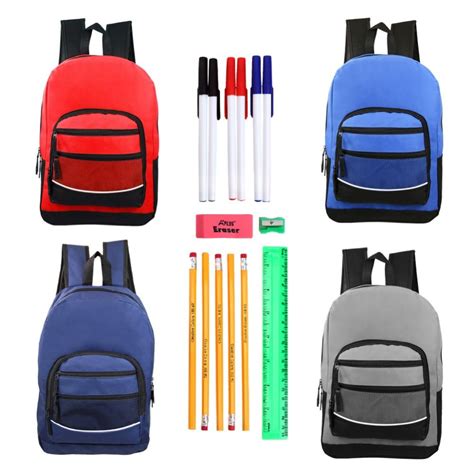24 Units Of 17 Kids Sport Backpacks In 4 Assorted Colors With School