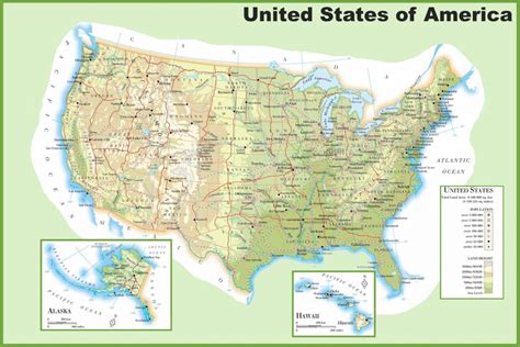 Carte des USA (Etats-Unis) - Cartes du relief, villes, administratives
