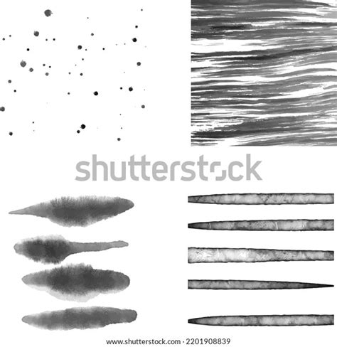 Digital Watercolor Painting Set Four Different Stock Vector Royalty
