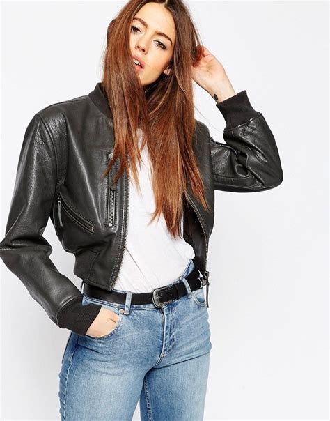 Asos Bomber Jacket In Premium Leather At Moda De Cuero
