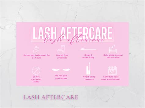 Lash Aftercare Card Template Editable Lash Business Card Etsy