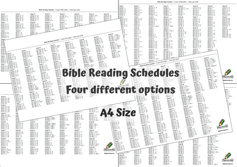 Bible Reading Schedule A4 Size 4 Schedules Include Etsy