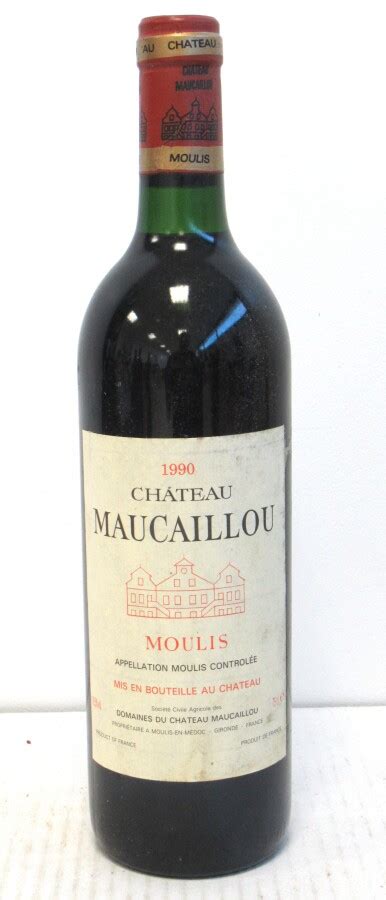 1 Blle Ch Maucaillou Moulis 1990 Et Un Peu Tachée N Bas Goulot
