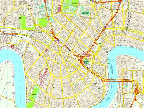 New Orleans Map Eps Illustrator Vector City Maps Usa America Eps