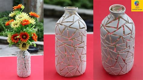 How To Make Flower Vase With Glass Bottle Glass Bottle Flower Vase Ma Flower Vase Making