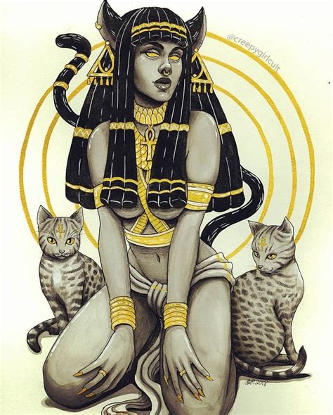 Bastet Illustrated By Creepygirlcult On Instagram Egyptian Goddess