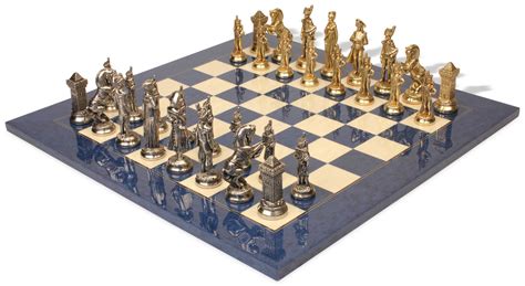 Large Napoleon Theme Chess Set With Brass And Nickel Pieces By Italfama
