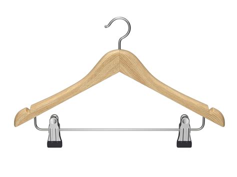 3D Wooden Clothes Hanger with Clips | CGTrader