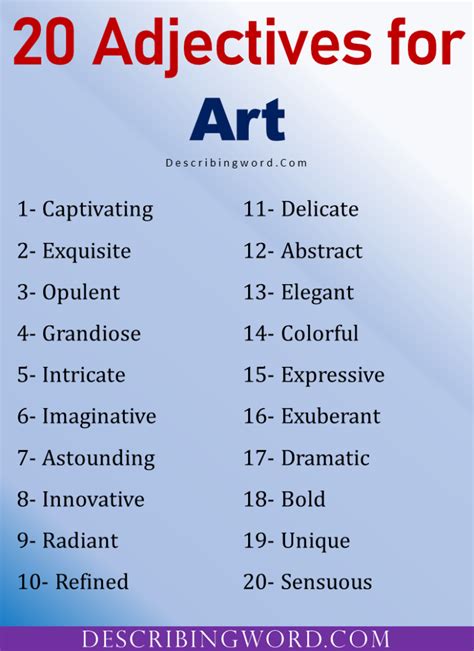 Adjectives For Art Words To Describe Art Describingwordcom