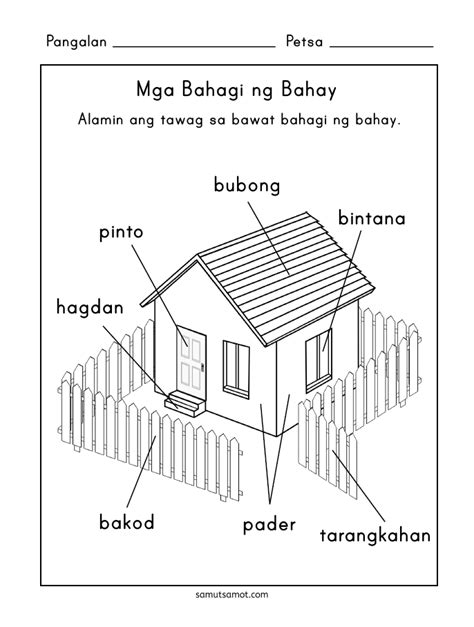 Mga Bahagi Ng Bahay Samut Samot Worksheets Filipino Lesson