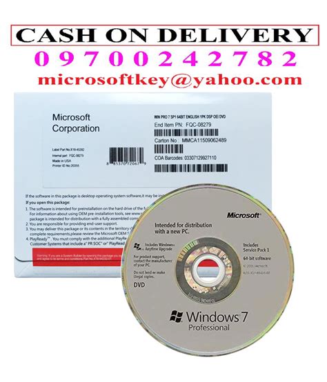 Microsoft Windows 7 Professional Sp1 64 Bit Dvd Genuine And Original