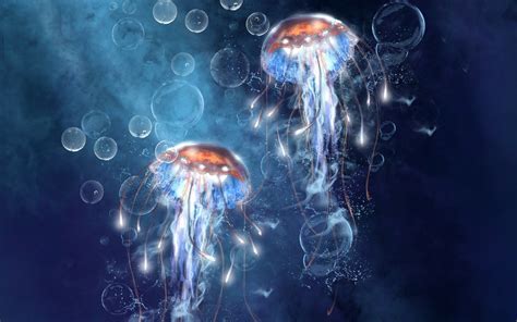 Sea Underwater Jellyfish Bubbles Art Jellyfish Pinterest
