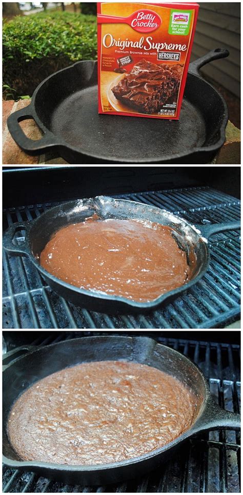 Grilled Cast Iron Skillet Brownies Recipe Camping Food Campfire