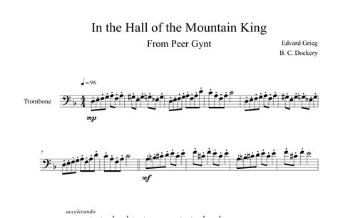 In The Hall Of The Mountain King Trombone Solo Sheet Music Edvard