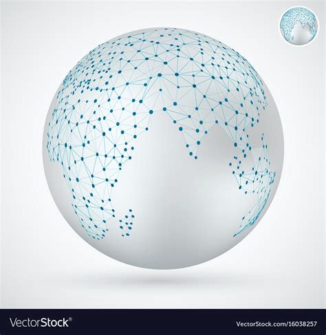 Polygonal World Map With Points Royalty Free Vector Image