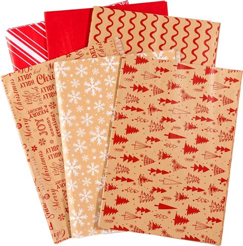 Whaline 120 Sheet Christmas Tissue Paper Wrapping Paper Kraft Snowflake
