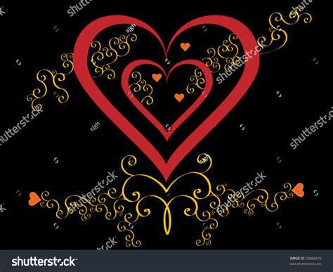 Vector Red Heart Golden Swirls Stock Vector Royalty Free 20686876