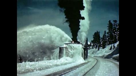 spectacular footage of trains plowing through deep snow 1952 railroad train old trains