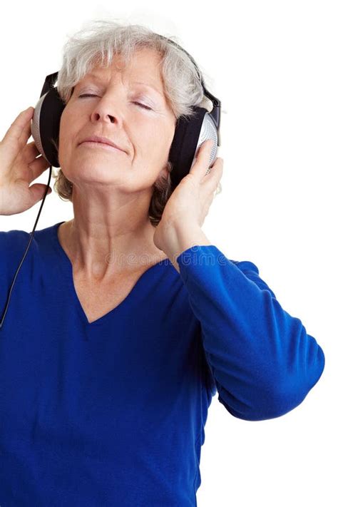 Relaxed Elderly Woman Listening Stock Image Image Of Carefree Cutout