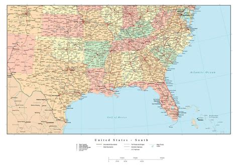 Map Of Southern States With Cities Crabtree Valley Mall Map