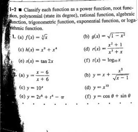 Solved 2 Classify Each Function As A Power Function Root