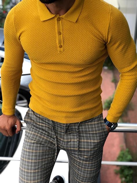 Carlos Slim Fit Polo Sweater Mustard Slim Fit Polo Shirts Best Polo