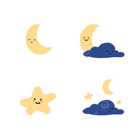 Night Moon Stars Vector Design Images Cute Night Moon And Star Sticker
