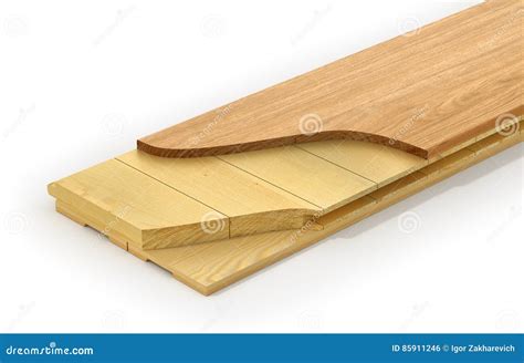 Wooden Parquet Plank See Layers Of Parquet Plank Stock Illustration