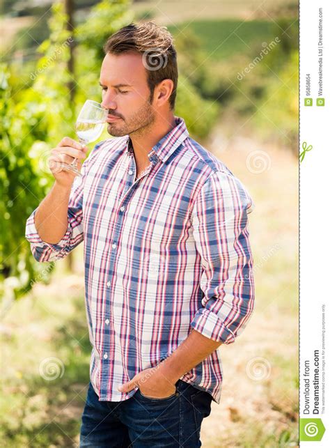 Young Man Drinking Wine Stock Photo Image Of Drinking 95858654