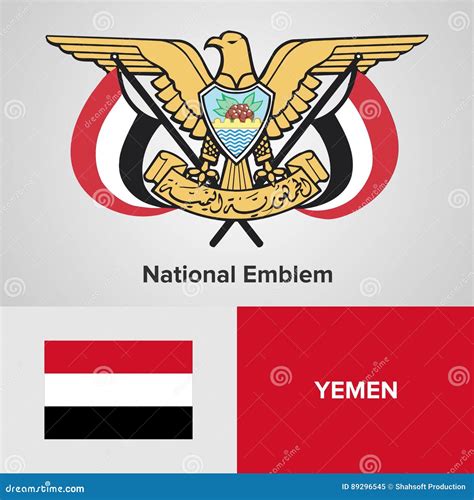 National Emblem And Flag Of Yemen Stock Vector Illustration Of Colour