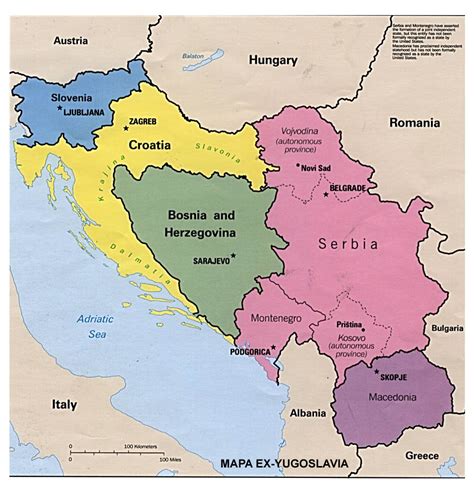 Serbia Mapa De Las Capitales
