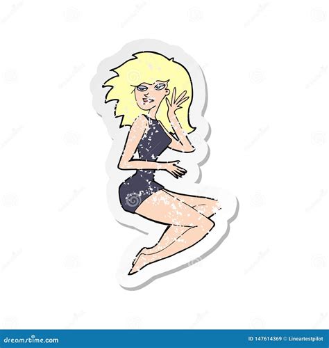 Retro Distressed Sticker Of A Cartoon Woman Stock Vector Illustration Of Quirky Happy