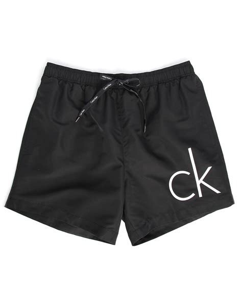 Calvin Klein Black Side Logo Swim Shorts In Black For Men Lyst