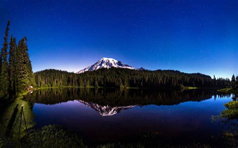 Summer Sky Shore Mountain Night Landscape Amazing