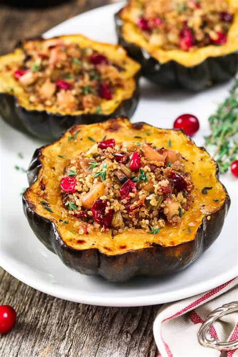 Quinoa Stuffed Acorn Squash Recipe Vegan Thanksgiving Recipes
