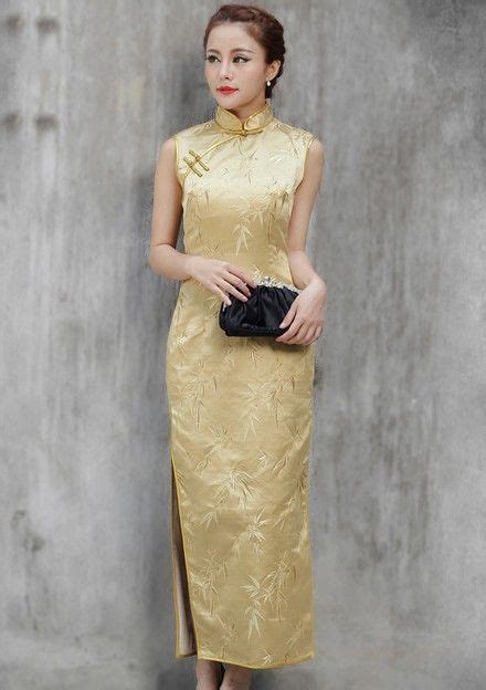 Yellow Ankle Length Cheongsam Qipao Chinese Dress Dresses